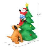 6.5 Feet Outdoor Inflatable Christmas Tree Santa Dog Decor with LED Lights