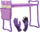 Bosonshop Garden Kneeler Seat, Folding Kneeling Bench Stool,Tool Pouches Soft EVA Foam for Gardening, Purple