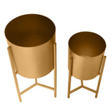 22; 18 Round Indoor Planter; Iron Stand; Set of 2; Champagne Gold; DunaWest