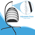 Swing Egg Chair, Stand, Indoor Outdoor Wicker Rattan Patio Basket Hanging Chair, C Type bracket ; cushion pillow;
