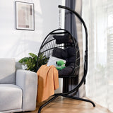 Swing Egg Chair, Stand, Indoor Outdoor Wicker Rattan Patio Basket Hanging Chair, C Type bracket ; cushion pillow;