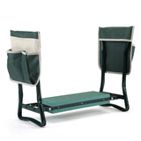 Outdoor 2-in-1 Garden Stool Kneeler Bench with Tool Bags, Kneeling Pad Portable Green