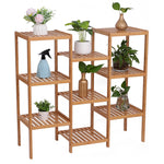 100% Bamboo High-Grade Multi-Functional 9-Layer Plant Shelf Flower Pot Display Stand