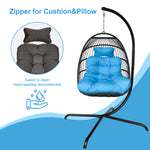 Swing Egg Chair, Stand, Indoor Outdoor Wicker Rattan Patio Basket Hanging Chair, C Type bracket ; cushion pillow;