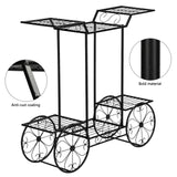 Garden Cart Wheeled Stand & Flower Pot Plant Holder Display Rack, 6 Tiers, Parisian Style Patio Black