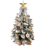 2ft Tabletop Artificial Mini Christmas Tree, Flocked Snow; Ornaments, Home & Office