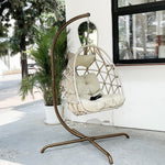 Swing Egg Chair, Stand, Indoor Outdoor Wicker Rattan Patio Basket Hanging Chair, C Type bracket ; cushion pillow;