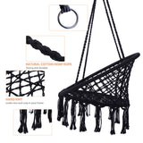 Hammock Chair Macrame Swing Max 330 Lbs Hanging Cotton Rope Chair for Indoor and Outdoor