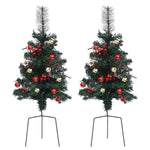 Artificial Pathway Christmas Trees with LEDs 2 pcs 29.9" PVC