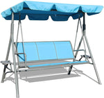 3 Person Patio Swing Seat with Drink Trays, Adjustable Canopy, Patio, Garden, Poolside, Balcony