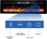 60" Electric Fireplace, Recessed & Wall Mounted with Bracket,Thin, Low Noise, Remote Control,Timer, Adjustable Flame Color, 1500W, Black