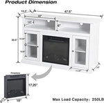 Modern Electric Fireplace Storage Cabinet, TV Stand Fit up to 55" Flat Screen TV, White