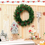 24" Pre-lit Artificial Spruce Christmas Wreath with berries