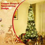 PVC Artificial Slim Pencil National Christmas Tree with Metal Stand