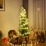 PVC Artificial Slim Pencil National Christmas Tree with Metal Stand