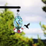 Garden Hummingbird Feeder with Perch - Hand Blown Glass