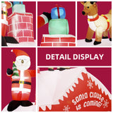 8FT Christmas Inflatable Santa on rooftop chimney Reindeer LED Lights Blow Up Yard Decoration