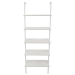 5-Tier Shelf Modern Wood Ladder Bookcase with Metal Frame, Industrial