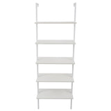 5-Tier Shelf Modern Wood Ladder Bookcase with Metal Frame, Industrial