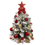 2ft Tabletop Artificial Mini Christmas Tree, Flocked Snow; Ornaments, Home & Office