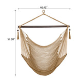 Caribbean Large Hammock Chair Swing Seat Hanging Chair with Tassels Tan light blue