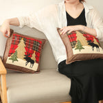 1Pcs Christmas Pillowcase Elk Tree Printing Decoration Square Sofa Pillow Cover