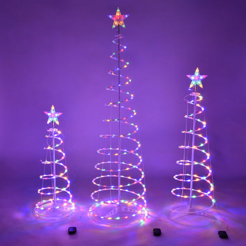 Battery Lighted Spiral Christmas Trees