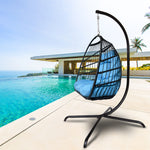 Swing Egg Chair, Stand, Indoor Outdoor Wicker Rattan Patio Basket Hanging Chair, C Type bracket ; cushion pillow;