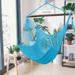 Caribbean Large Hammock Chair Swing Seat Hanging Chair with Tassels Tan light blue