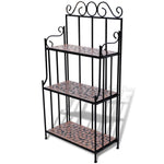 Plant Stand Display Terracotta Color Mosaic Pattern Shelves