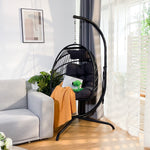 Swing Egg Chair, Stand, Indoor Outdoor Wicker Rattan Patio Basket Hanging Chair, C Type bracket ; cushion pillow;