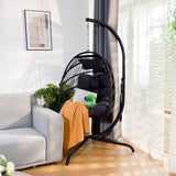 Swing Egg Chair, Stand, Indoor Outdoor Wicker Rattan Patio Basket Hanging Chair, C Type bracket ; cushion pillow;