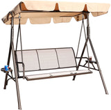 3 Person Patio Swing Seat with Drink Trays, Adjustable Canopy, Patio, Garden, Poolside, Balcony