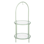 Glass Top End Table with Storage, Round Multi-Tiered Plant or Pie Stand