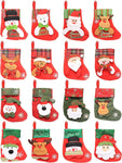 PCs Mini Christmas Stockings 3D Santa Snowman Reindeer Treat Bags Hanging Socks Tree Decorations