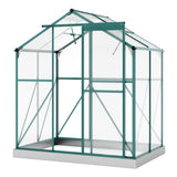 Garden Patio 6.2ft Wx4.3ft D Walk-in Polycarbonate Greenhouse, 2 Windows, Base Aluminum Sliding Door