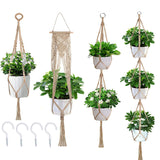 Macrame Plant Hangers with Hooks jute Rope Braided Hanging Planter Baskets