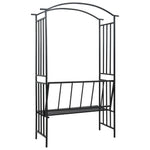 Garden Arch with Bench Black 50.4"x19.7"x81.5" Iron