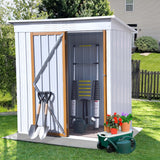 5 X 3 Ft Outdoor Garden Storage Shed, Galvanized Metal With Lockable, Backyard Trash Cans