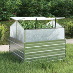 Garden plant Raised Bed with Greenhouse 39.4"x39.4"x33.5" Silver lifting lids