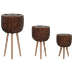 3 PC Tripod Planter Wicker Pots with PE Lining