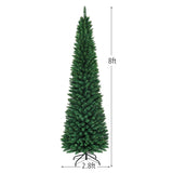 PVC Artificial Slim Pencil National Christmas Tree with Metal Stand