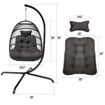 Swing Egg Chair, Stand, Indoor Outdoor Wicker Rattan Patio Basket Hanging Chair, C Type bracket ; cushion pillow;
