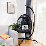 Swing Egg Chair, Stand, Indoor Outdoor Wicker Rattan Patio Basket Hanging Chair, C Type bracket ; cushion pillow;