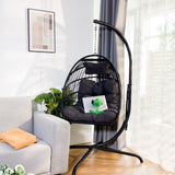 Swing Egg Chair, Stand, Indoor Outdoor Wicker Rattan Patio Basket Hanging Chair, C Type bracket ; cushion pillow;