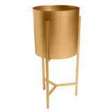 22; 18 Round Indoor Planter; Iron Stand; Set of 2; Champagne Gold; DunaWest