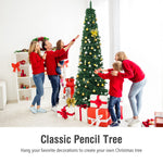 PVC Artificial Slim Pencil National Christmas Tree with Metal Stand