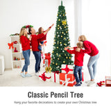 PVC Artificial Slim Pencil National Christmas Tree with Metal Stand