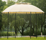 Outdoor Gazebo Steel Fabric Round Soft Top Gazebo, Outdoor Patio Dome Gazebo with Removable Curtains