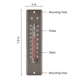 Gardtech Vertical Outdoor Thermometer with Double Scale,7.8 inch Wall Temperature for Garden,Greenhouse